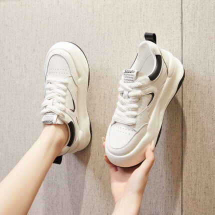 2023 Autumn And Winter New White Shoes Female Student Sports Shoes Internet Celebrity Casual Women's Shoes All-match Thick Sole Heightened Dad